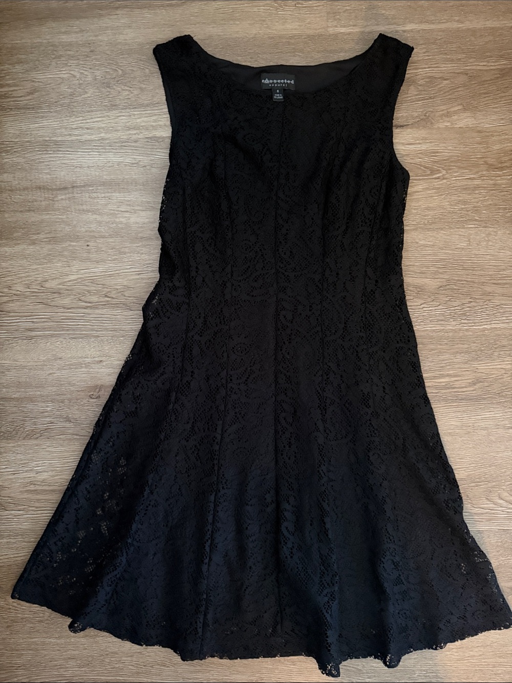 Connected apparel Black Sleeveless Lace A-Line Dress